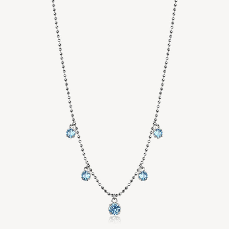 Colored Cubic Zirconia Drops Necklace in Stainless Steel