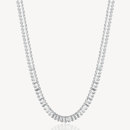 Baguette Cubic Zirconia Tennis Necklace in Stainless Steel