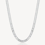 Baguette Cubic Zirconia Tennis Necklace in Stainless Steel