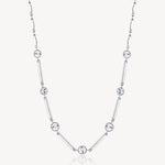 Crystal and Bar Link Necklace in Stainless Steel