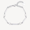 Pearl and Bar Link Bracelet in Stainless Steel