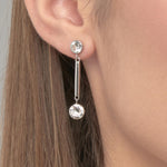 Crystal and Bar Drop Earrings in Stainless Steel