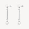 Pearl and Bar Drop Earrings in Stainless Steel