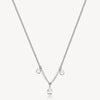 Three-Stone Cubic Zirconia Station Necklace in Stainless Steel