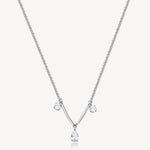 Three-Stone Cubic Zirconia Station Necklace in Stainless Steel