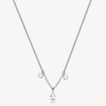 Three-Stone Cubic Zirconia Station Necklace in Stainless Steel