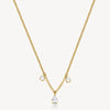 Three-Stone Cubic Zirconia Station Necklace in Gold Plated Stainless Steel