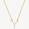 Three-Stone Cubic Zirconia Station Necklace in Gold Plated Stainless Steel