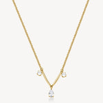 Three-Stone Cubic Zirconia Station Necklace in Gold Plated Stainless Steel
