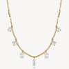 Seven-Stone Cubic Zirconia Station Necklace in Gold Plated Stainless Steel
