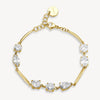 Multi-Stone Cubic Zirconia Station Bracelet in Gold Plated Stainless Steel