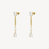 Cubic Zirconia and Shell-Pearl Drop Earrings in Gold Plated Stainless Steel