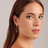 Cubic Zirconia and Shell-Pearl Drop Earrings in Gold Plated Stainless Steel