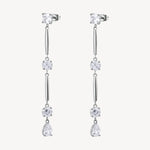 Cubic Zirconia Long Drop Earrings in Stainless Steel