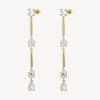 Cubic Zirconia Long Drop Earrings in Gold Plated Stainless Steel