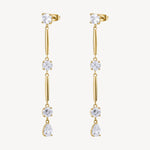 Cubic Zirconia Long Drop Earrings in Gold Plated Stainless Steel