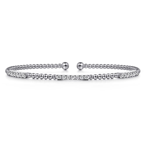 Diamond Station Bangle in 14K White Gold