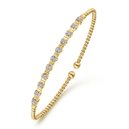 Diamond Station Bangle in 14K Yellow Gold