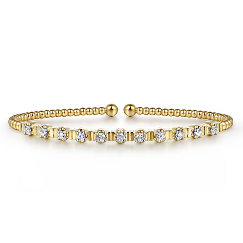 Diamond Station Bangle in 14K Yellow Gold