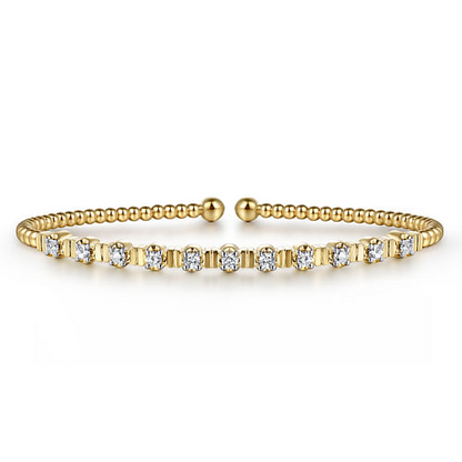 Diamond Station Bangle in 14K Yellow Gold