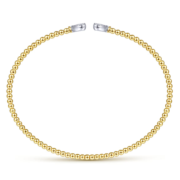 Diamond Heart Cuff Bangle in 14K Two Tone Gold