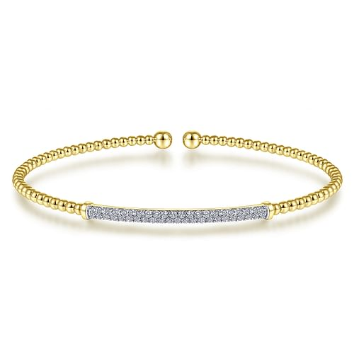 Diamond Bar Bangle Bracelet in 14K Yellow Gold