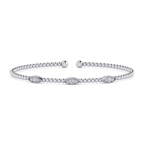 Diamond Eyelet Bangle Bracelet in 14K White Gold