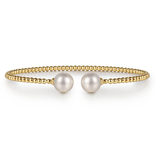 Pearl Bangle Bracelet in 14K Yellow Gold