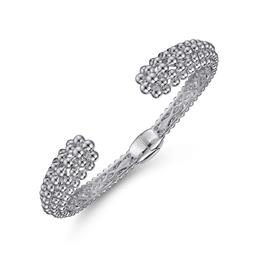 Beaded Hinge Bangle in Sterling Silver