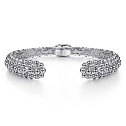 Beaded Hinge Bangle in Sterling Silver