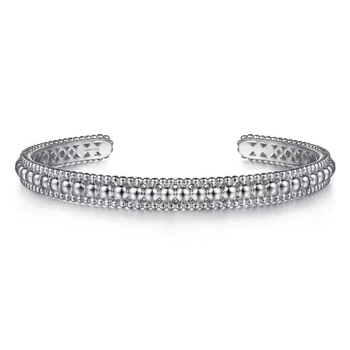Beaded Cuff Bangle in Sterling Silver