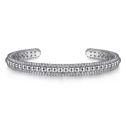 Beaded Cuff Bangle in Sterling Silver