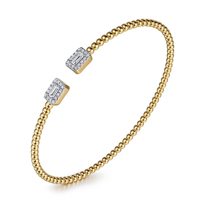 Diamond Open End Bangle in 14K Yellow Gold
