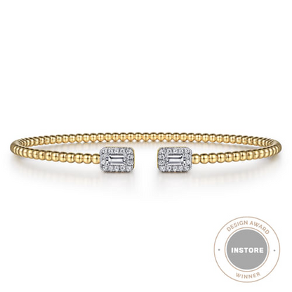 Diamond Open End Bangle in 14K Yellow Gold