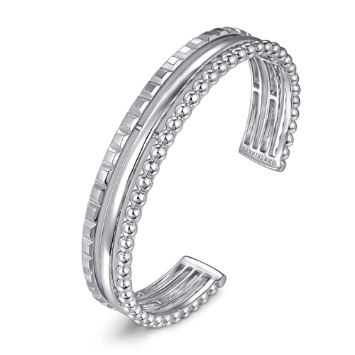 Pyramind Triple Row Bangle in Sterling Silver