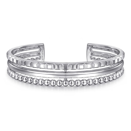 Pyramind Triple Row Bangle in Sterling Silver
