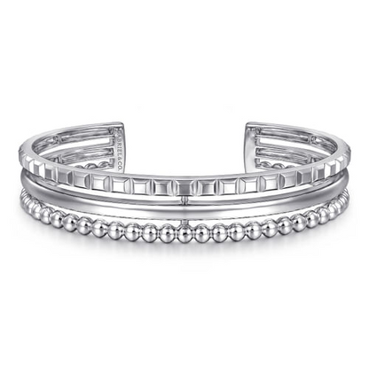 Pyramind Triple Row Bangle in Sterling Silver