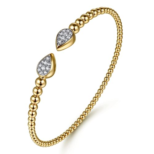 Diamond Open Cuff Bangle in 14K Yellow Gold