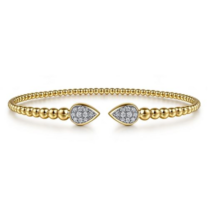 Diamond Open Cuff Bangle in 14K Yellow Gold