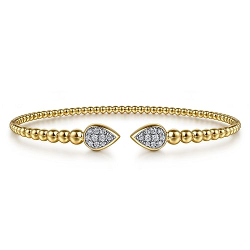 Diamond Open Cuff Bangle in 14K Yellow Gold