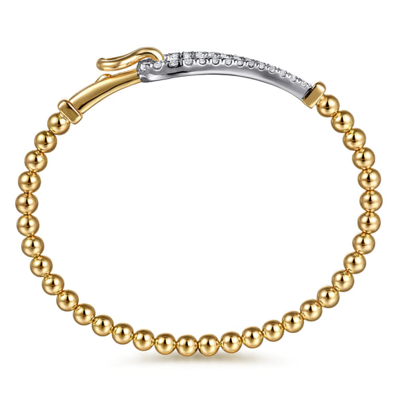 Diamond Loop Hook Bangle in 14K Two Tone Gold