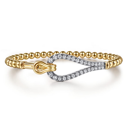 Diamond Loop Hook Bangle in 14K Two Tone Gold