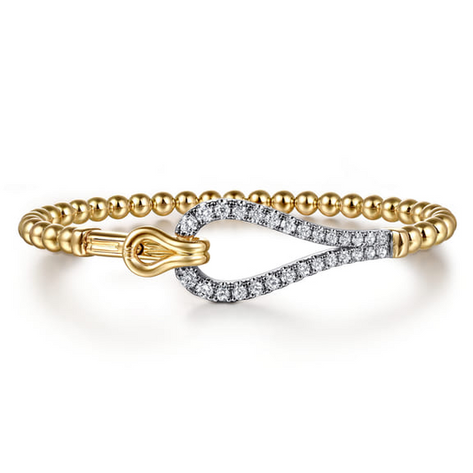 Diamond Loop Hook Bangle in 14K Two Tone Gold