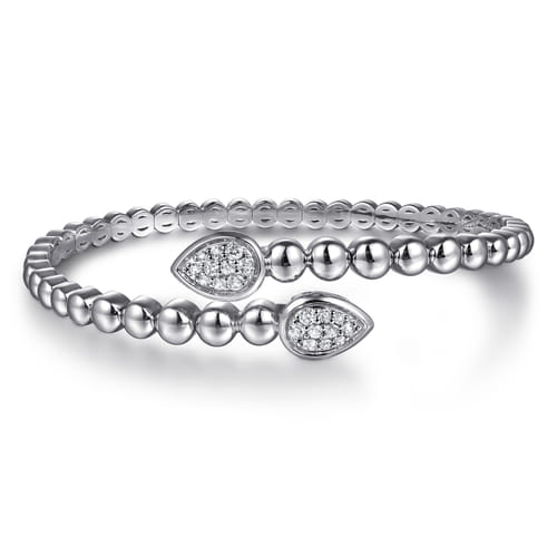 White Sapphire Bypass Bangle in Sterling Silver