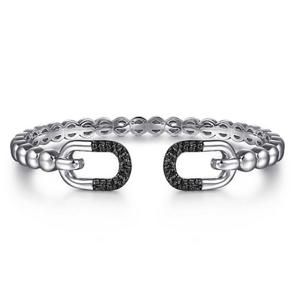 Black Spinel Bangle Bracelet in Sterling Silver