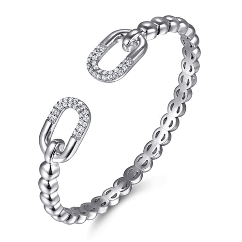 White Sapphire Bangle Bracelet in Sterling Silver