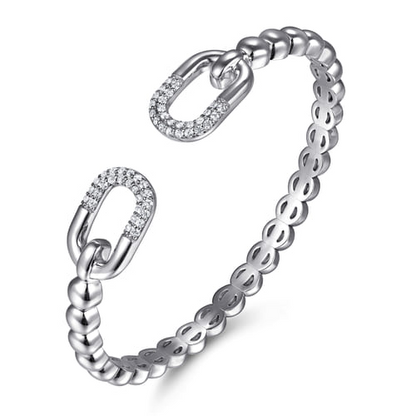 White Sapphire Bangle Bracelet in Sterling Silver