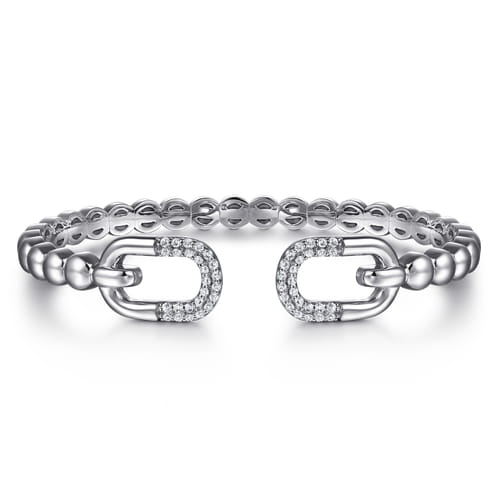 White Sapphire Bangle Bracelet in Sterling Silver