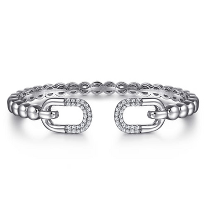 White Sapphire Bangle Bracelet in Sterling Silver