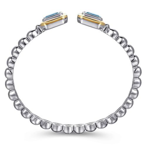 Blue Topaz Bangle Bracelet in Sterling Silver & Yellow Gold